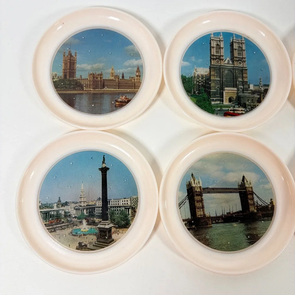 Vintage London Landmarks Coaster Set of 6 Made in England Souvenir Collection